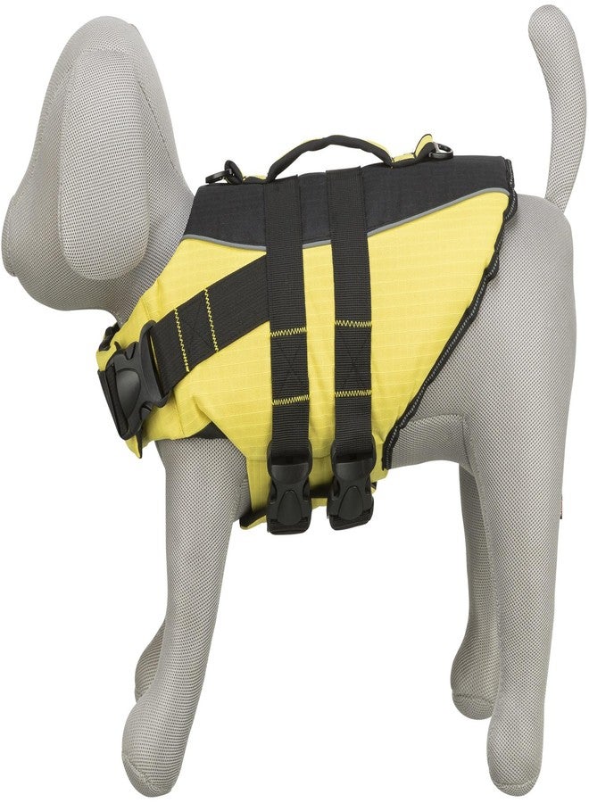 TRIXIE Life Vest for Dogs, Safety During Water Games& Training, Rescue Handle with 2 D-Rings, Nylon Straps with Snap Locks, Fully Adjustable with Reflective Stripes, (Medium, Black/Yellow),1 Count - Image 2